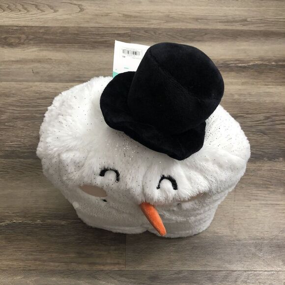 New Pillowfort Snowman Hooded Blanket Built-in Hand Mitts 40x50 Inches Christmas - Picture 3 of 7